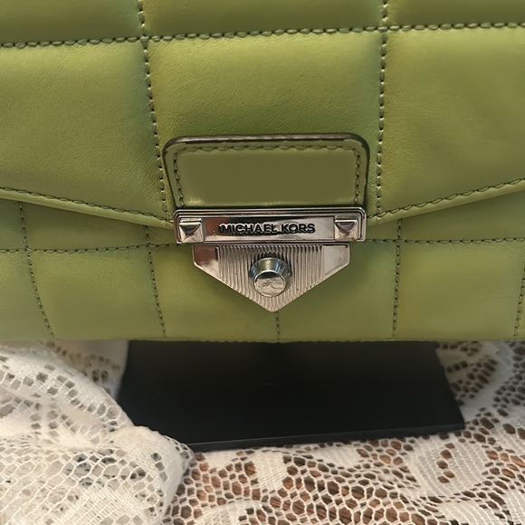 Michael Kors Soho Leather Quilted Chain Shoulder Bag in Lime Green - Picture 3 of 16